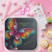 バタフライお洒落ロマンス結婚式招待状 ペーパープレート (パーティー)