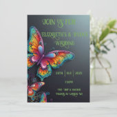 バタフライお洒落ロマンス結婚式招待状 招待状 (スタンド正面)