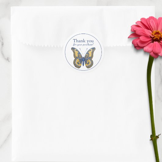 バタフライお買い物ありがとう ラウンドシール