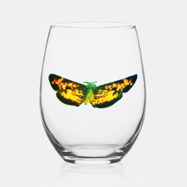 バタフライかわいらしオレンジグリーンブラック飲み物用品セット ステムなしワイングラス