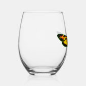 バタフライかわいらしオレンジグリーンブラック飲み物用品セット ステムなしワイングラス (右)