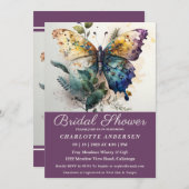 バタフライかわいらしガーデンブライダルシャワー招待 招待状 (正面/裏面)