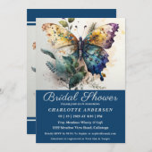 バタフライかわいらしガーデンブライダルシャワー招待 招待状 (正面/裏面)