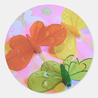 バタフライかわいらしシール ラウンドシール