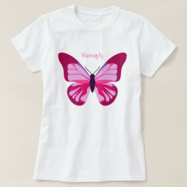 バタフライかわいらしピンクパープル Tシャツ