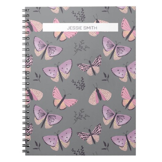 バタフライかわいらしプリント手帳 ノートブック (正面)