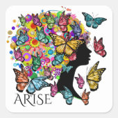 バタフライきらきら光るステッカー スクエアシール (正面)