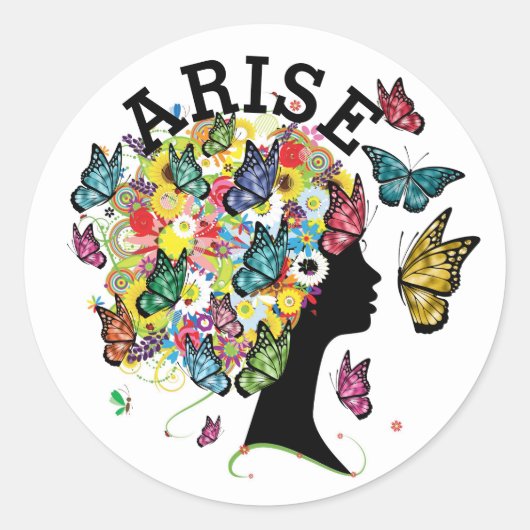 バタフライきらきら光るステッカー ラウンドシール (正面)