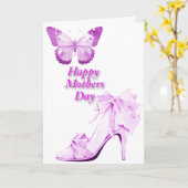 バタフライとピンクの靴 カード (黄色い花)
