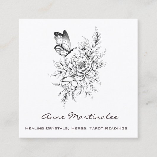バタフライとフラワーズスクエア名刺 スクエア名刺 (正面)
