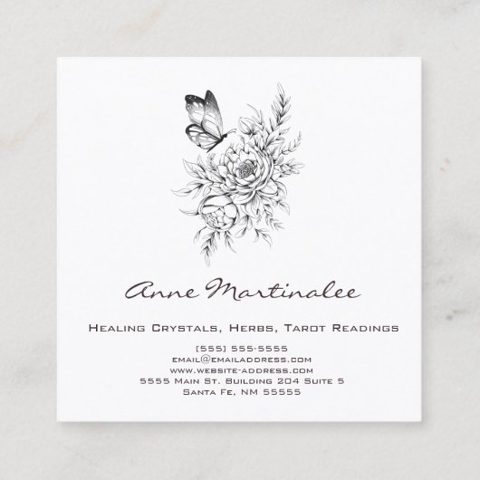 バタフライとフラワーズスクエア名刺 スクエア名刺 (裏面)