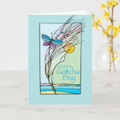 バタフライと太陽の特別な日 アダプション ティール カード (黄色い花)