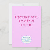 バタフライと花の誕生日パーティーの招待 招待状 (裏面)