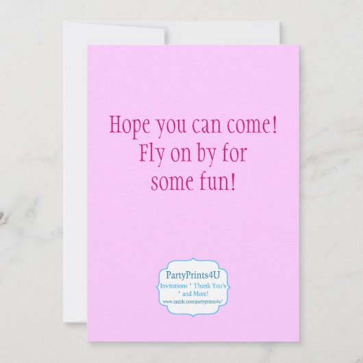 バタフライと花の誕生日パーティーの招待 招待状 (裏面)