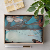 バタフライと花模様ズデコページティッシュペーパー 薄葉紙 (ギフト)