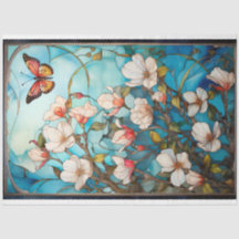 バタフライと花模様ズデコページティッシュペーパー