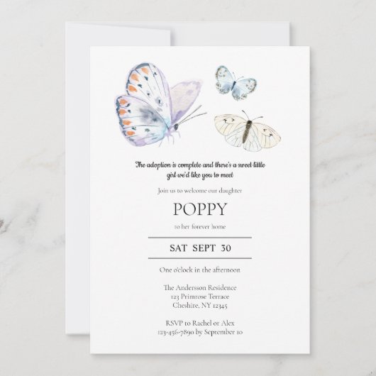 バタフライの導入の発表パーティの招待状 招待状 (正面)