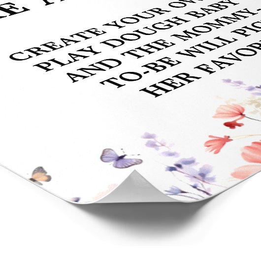 バタフライはベビーの赤ちゃんシャワーゲームのサインを作ろう ポスター (角)