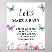 バタフライはベビーの赤ちゃんシャワーゲームのサインを作ろう ポスター (正面)