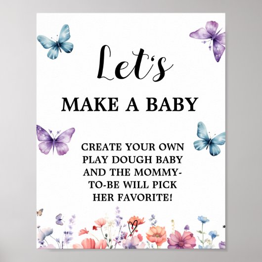 バタフライはベビーの赤ちゃんシャワーゲームのサインを作ろう ポスター (正面)