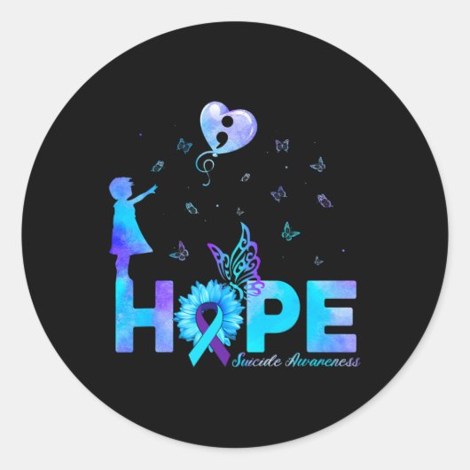 バタフライひまわり自殺防止認識度 ラウンドシール (正面)