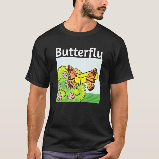 バタフライをバターで塗り、繭から焼く Tシャツ (正面)