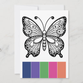 バタフライアダルトカラーリングカードとカラーパレット 招待状