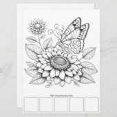 バタフライアダルトカラーリングカードアートセラピー 招待状 (正面/裏面)