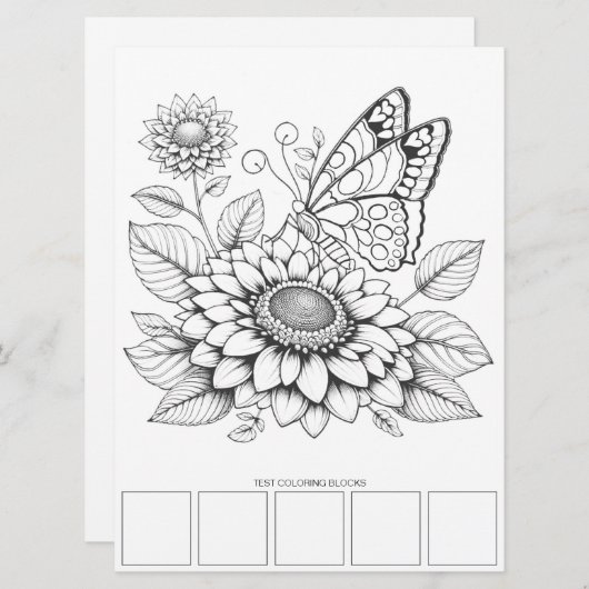 バタフライアダルトカラーリングカードアートセラピー 招待状 (正面/裏面)