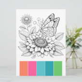 バタフライアダルトカラーリングカードアートセラピー 招待状 (スタンド正面)