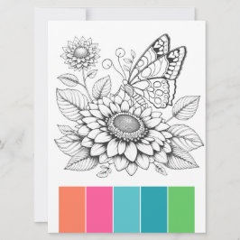 バタフライアダルトカラーリングカードアートセラピー 招待状