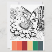 バタフライアダルトカラーリングカード&カラーコンビネーション 招待状 (正面)