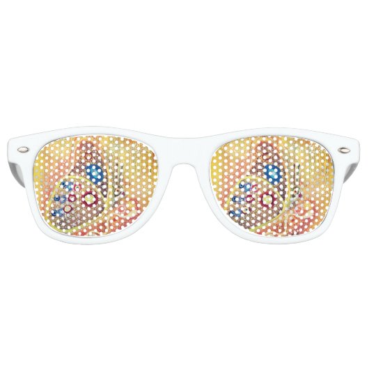 バタフライアダルトレトロパーティーシェード、ホワイト レトロサングラス (正面)