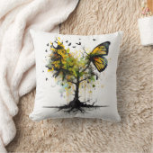 バタフライアニマルクリエイティブアート クッション (ブランケット)
