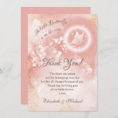 バタフライアプリコット水の色ベビーシャワーありがとう 招待状 (正面/裏面)