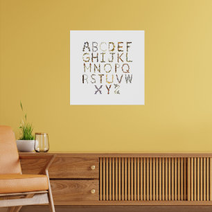 バタフライアルファベット自然子供部屋- ABC ポスター