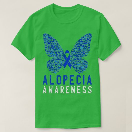 バタフライアロピア認識度ブルーオウムリボンサポート Tシャツ (デザイン正面)