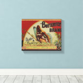 バタフライアンティーク広告ズラベル キャンバスプリント (インサイチュ (ウッドフロア))