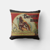 バタフライアンティーク広告ズラベル クッション (正面)