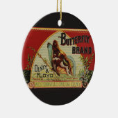 バタフライアンティーク広告ズラベル セラミックオーナメント (右)