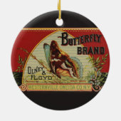 バタフライアンティーク広告ズラベル セラミックオーナメント (裏面)