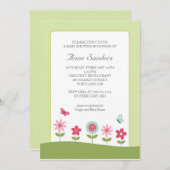 バタフライアンドフラワーズベビーシャワー招待状 招待状 (正面/裏面)