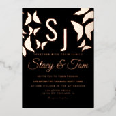 バタフライアンパサンド圧搾黒箔招待状 箔招待状 (正面)