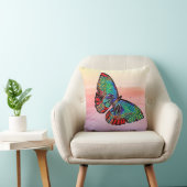 バタフライアートとサンセットグラデーション枕 クッション (椅子)