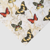 バタフライアートオンホワイト&金ゴールド大理石，デコページ 薄葉紙 (詳細)