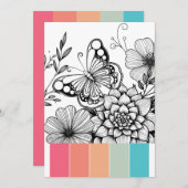 バタフライアートセラピーカラーカード 招待状 (正面/裏面)