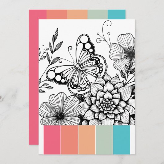 バタフライアートセラピーカラーカード 招待状 (正面/裏面)
