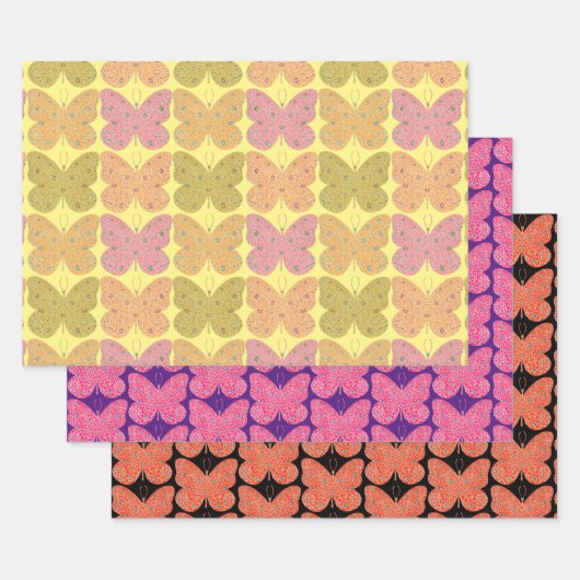 バタフライアートヴィンテージスタイルラッピング紙クラフト ラッピングペーパーシート (セット)