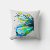 バタフライアート水色ブルー クッション (正面)