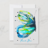 バタフライアート水色ブルー ノートカード (正面)